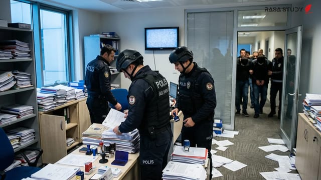 نیروهای پلیس ترکیه در حال انجام عملیات و بازداشت متهمان
