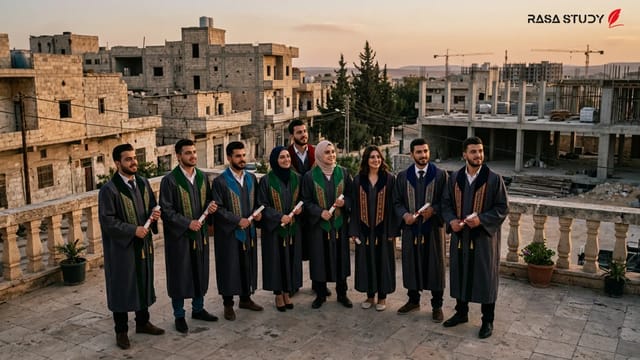 مراسم فارغ‌التحصیلی دانشجویان دانشگاه غازی‌انتپ در شمال سوریه