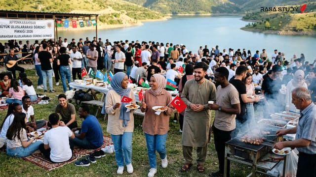 دانشجویان بین‌المللی در حال جشن گرفتن در پیکنیک افیون‌قره‌حصار ۲۰۲۶