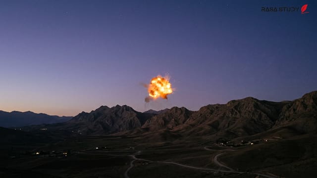 سامانه پدافند هوایی ایران در حال شلیک در شب