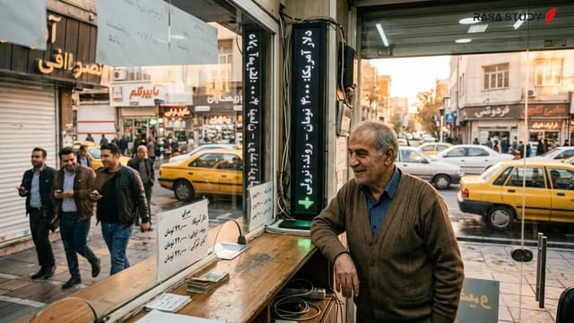 نمودار صعودی شاخص بورس تهران و اسکناس‌های ریال در کنار پرچم ایران