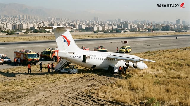 هواپیمای مسافربری خارج شده از باند در فرودگاه مهرآباد تهران