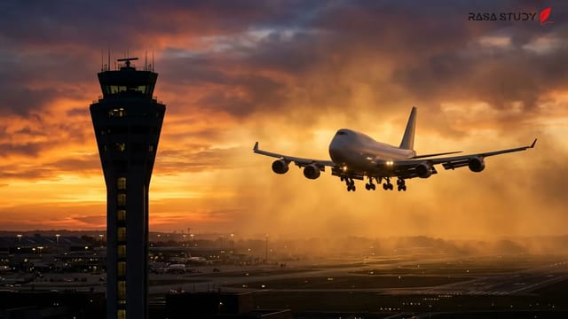 هواپیمای ایرباس A340 ماهان ایر در حال نشستن در فرودگاه تهران