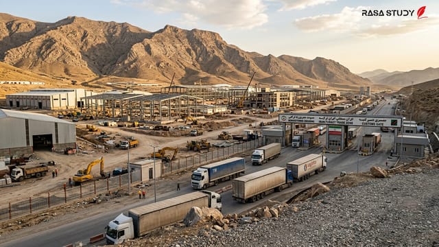 نمایی از مرز ایران و ترکیه و کامیون‌های ترانزیتی در حال عبور