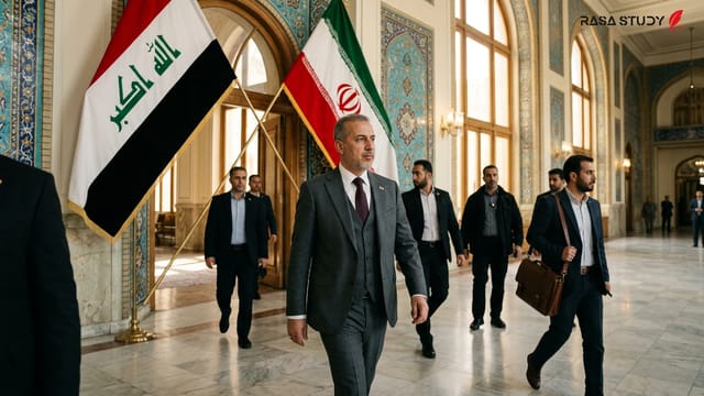 علی زیدی نخست‌وزیر عراق در حال گفتگو با مقامات دیپلماتیک