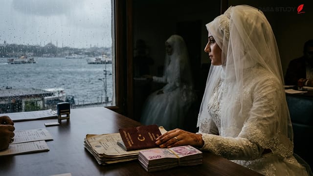 تصویر نمادین از عروس در استانبول و اسناد قانونی ازدواج
