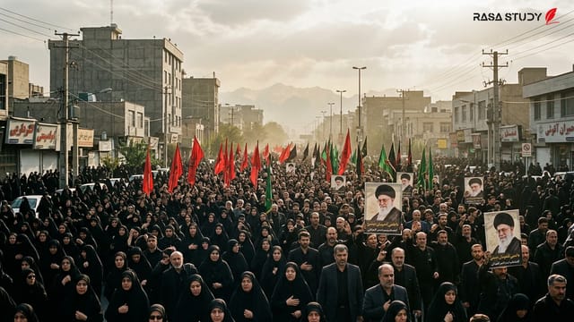تجمع انبوه مردم در مراسم تشییع جنازه علی خامنه‌ای در خیابان‌های تهران