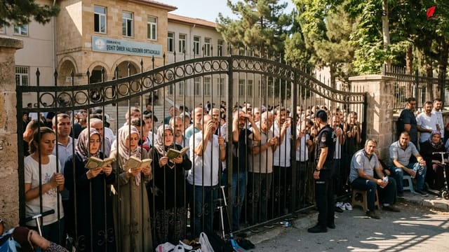 دانش‌آموزان در حال ورود به حوزه امتحانی LGS در استان عثمانیه ترکیه