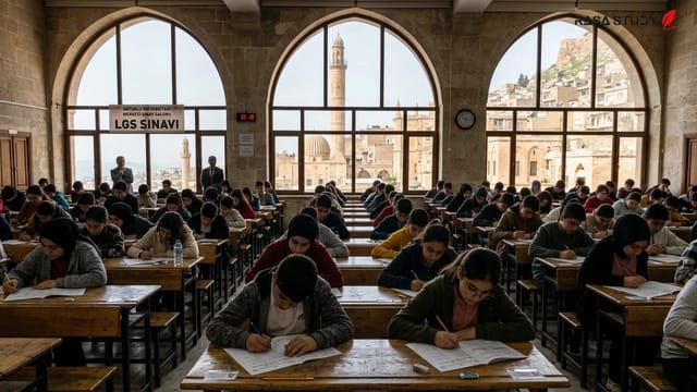 نمایی از یک مرکز آموزشی در ماردین ترکیه آماده برای برگزاری آزمون