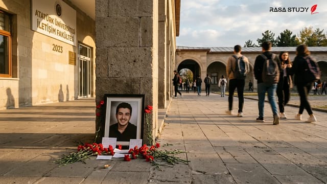 تصویر یادبود دانشجوی فقید بلال بل در دانشگاه آتاتورک