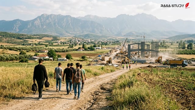 نمایی از منطقه آموزشی در آدانا ترکیه و نمادهای دانشگاهی