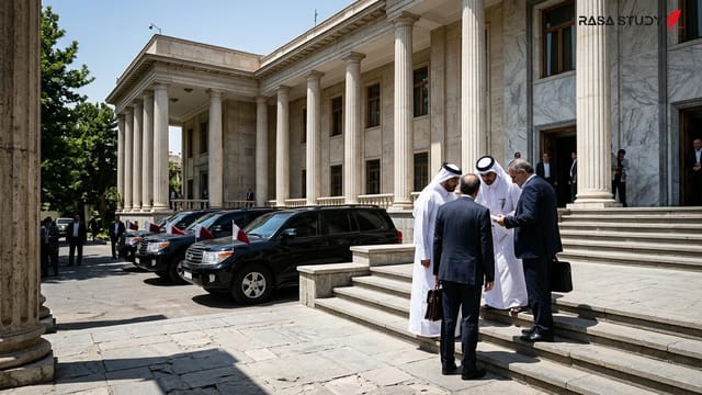 مقامات قطری و ایرانی در حال گفتگو در تهران