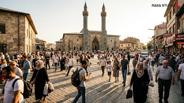 نمایی از مرکز شهر شلوغ سیواس در تابستان ۲۰۲۶