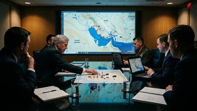 تصویر مفهومی از دونالد ترامپ و نقشه خاورمیانه با تمرکز بر ایران