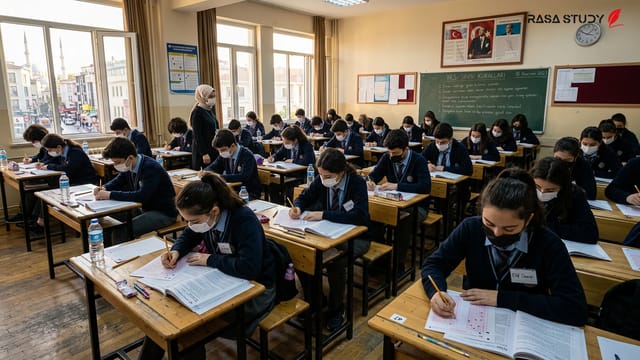 دانش‌آموزان در حال شرکت در آزمون سراسری در ترکیه تحت نظارت وزارت آموزش ملی