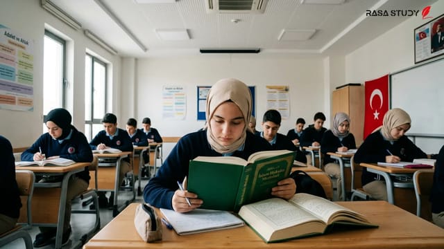 یوسف تکین وزیر آموزش ملی ترکیه در حال سخنرانی درباره اصلاحات مدارس امام خطیب
