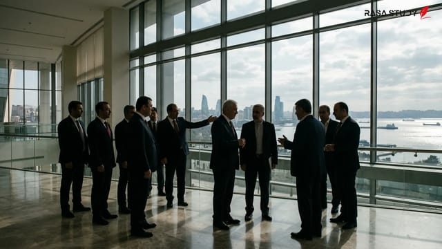 تصویری از رضوان اوز و هیئت همراه در نشست دیپلماتیک ترکیه و ایران در باکو