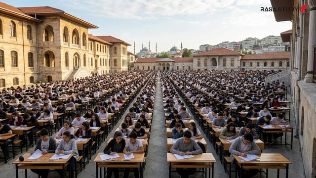 دانش‌آموزان در حال ورود به جلسه آزمون سراسری در ترکیه