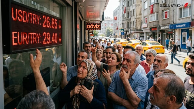 نمودار سقوط ارزش لیر ترکیه در برابر دلار در صرافی‌های استانبول