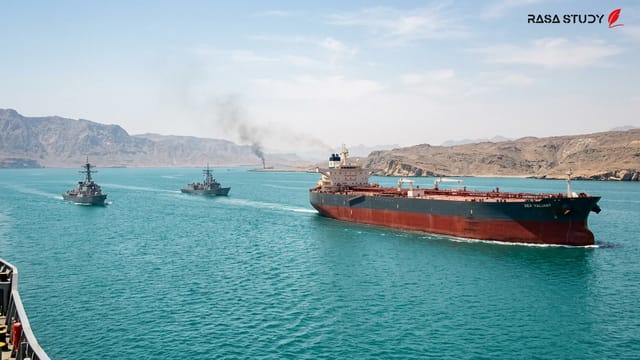 ناو جنگی در حال گشت‌زنی در نزدیکی تنگه هرمز