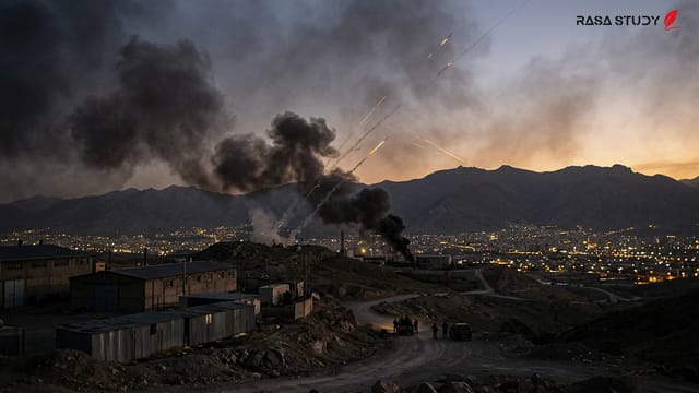دود ناشی از انفجار در افق شهر تهران در پی حملات هوایی آمریکا در ژوئیه ۲۰۲۶