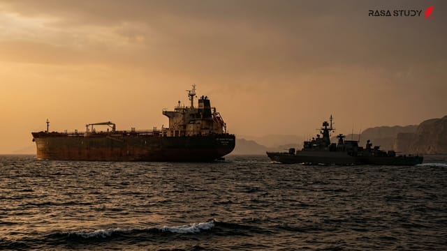نمودار صعودی قیمت نفت در کنار تصویر تانکر نفتکش در تنگه هرمز