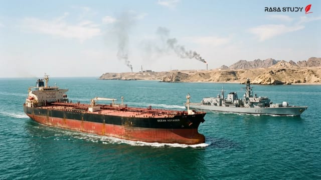 کشتی‌های جنگی و تجاری در نزدیکی تنگه هرمز تحت نظارت نیروهای نظامی