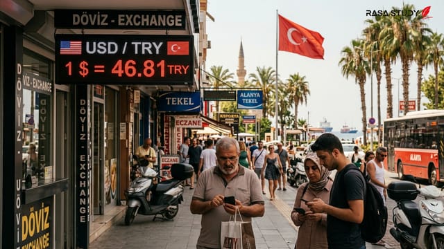 نمودار نوسان قیمت دلار و یورو در برابر لیر ترکیه در صرافی‌های استانبول