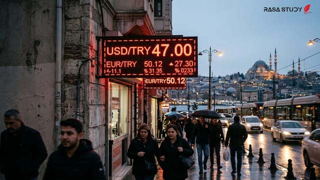 نمودار صعودی قیمت دلار در برابر لیر ترکیه در صرافی‌های استانبول