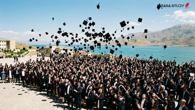 مراسم فارغ‌التحصیلی دانشجویان دانشگاه وان یوزونجو ییل و پرتاب کلاه‌ها به آسمان