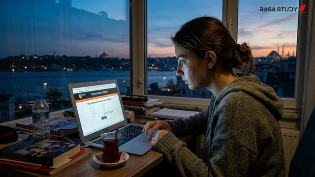 تصویر نمادین از داوطلبان در حال بررسی نتایج آزمون YKS ترکیه در وب‌سایت ÖSYM