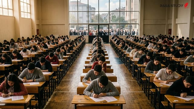 داوطلبان در حال ورود به حوزه امتحانی YKS در ترکیه