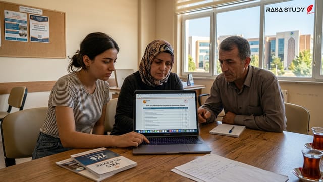 دانش‌آموزان در حال بررسی نتایج آزمون YKS در قرشهر ترکیه