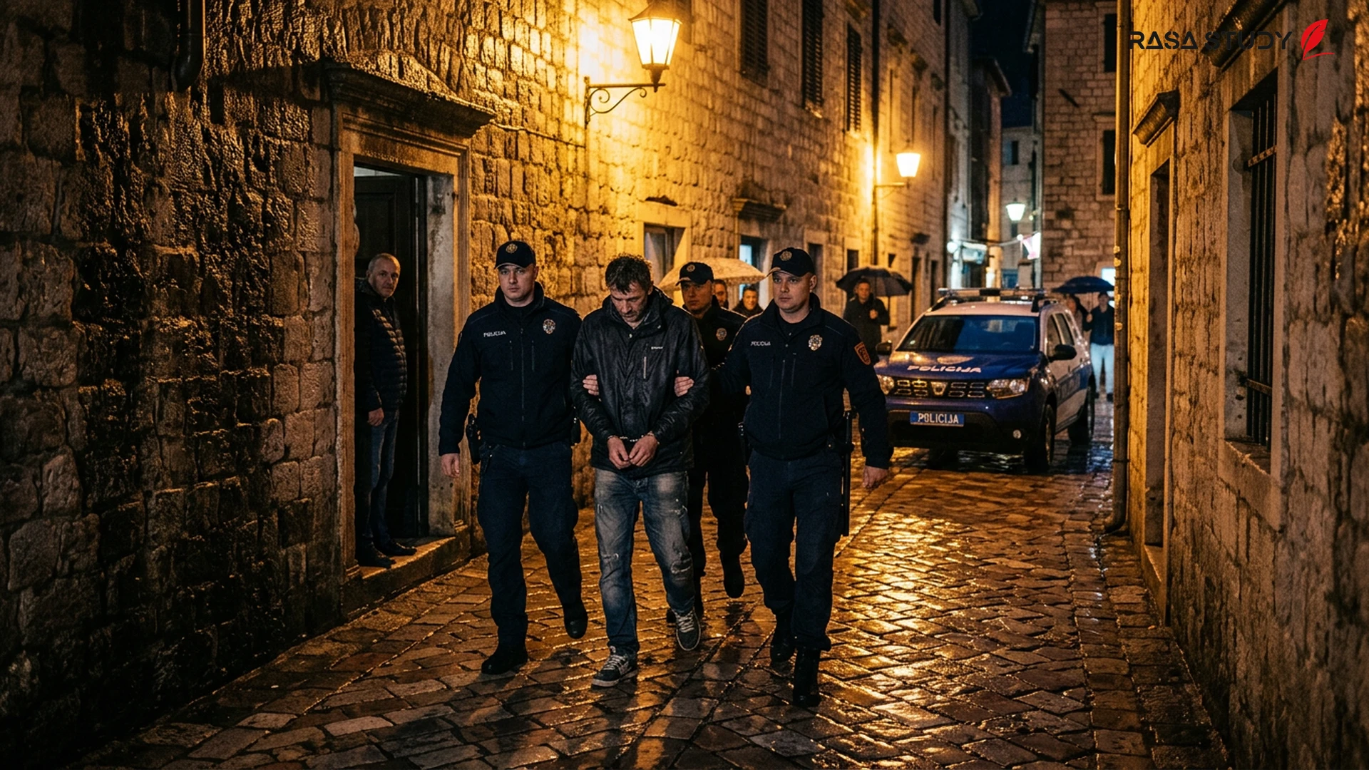 Kotor sahil kentinde devriye gezen Karadağ polis güçleri