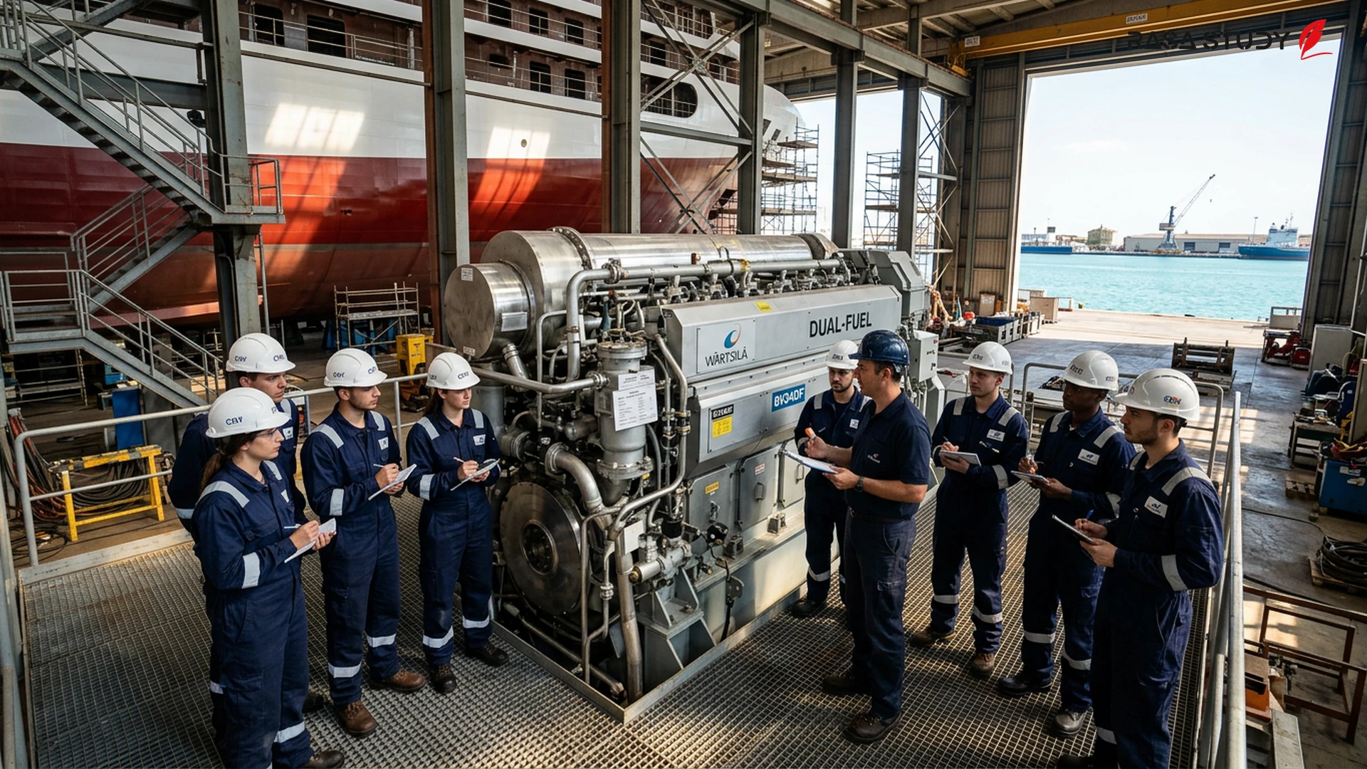 Ayvalık maritime students interning at a European shipyard