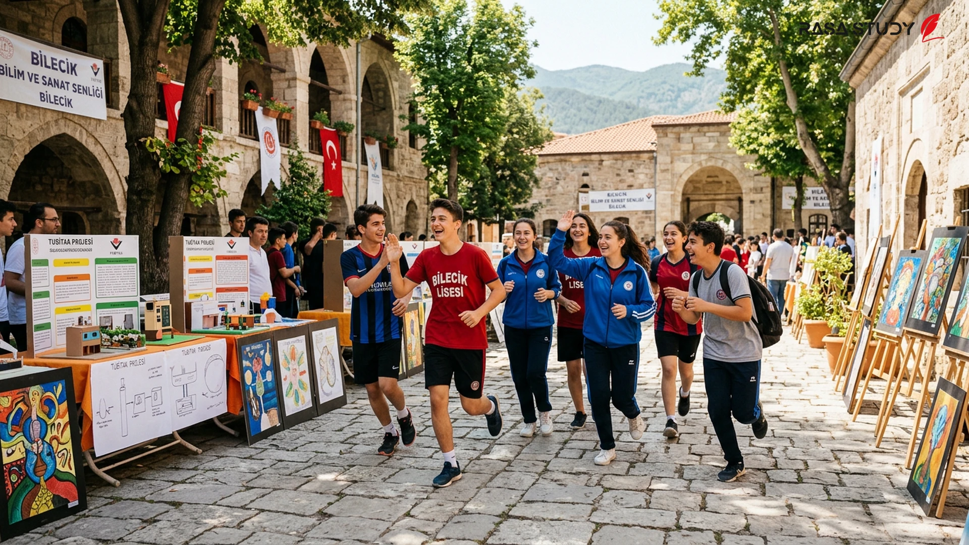Students competing in the Bilecik Turkey sports festival