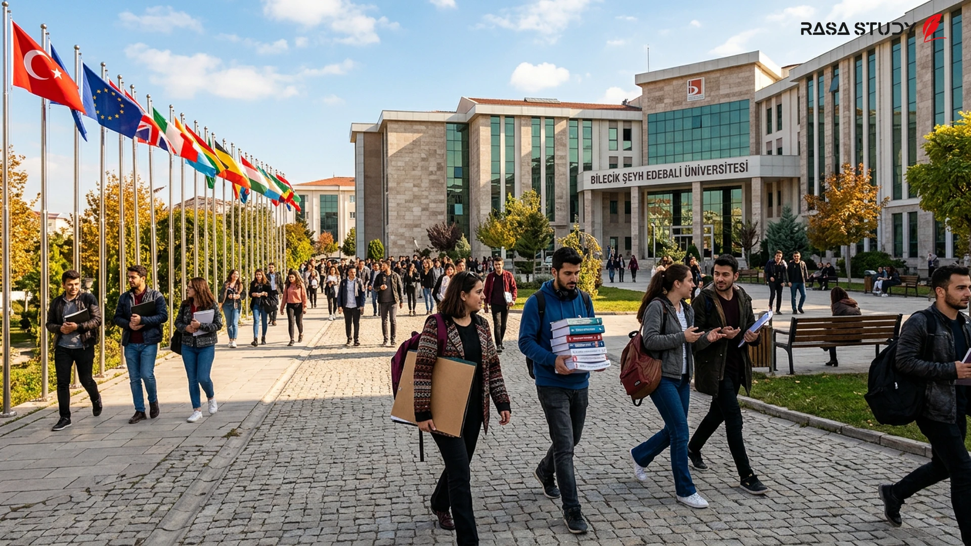 المبنى المركزي لجامعة بيله جك شيخ أديبالي والأعلام الدولية