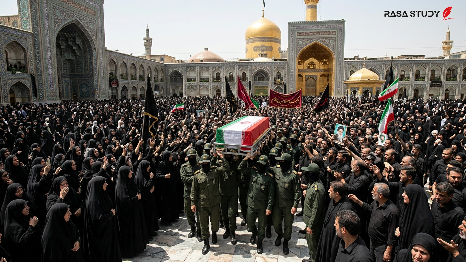 مراسم تشييع ودفن آية الله خامنئي في مشهد بحضور حشود غفيرة