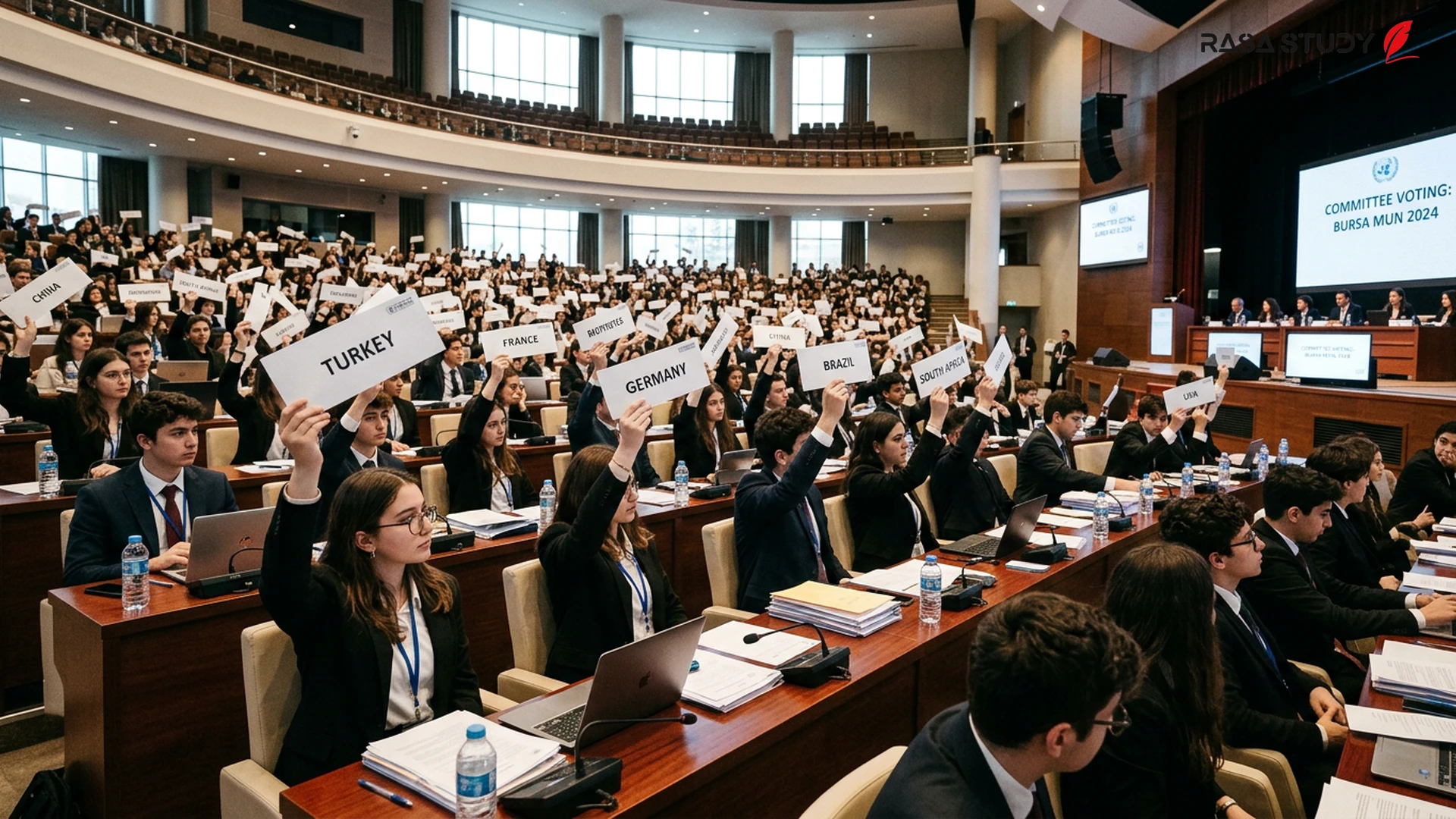 Students negotiating at the Bursa MUN 2026 conference