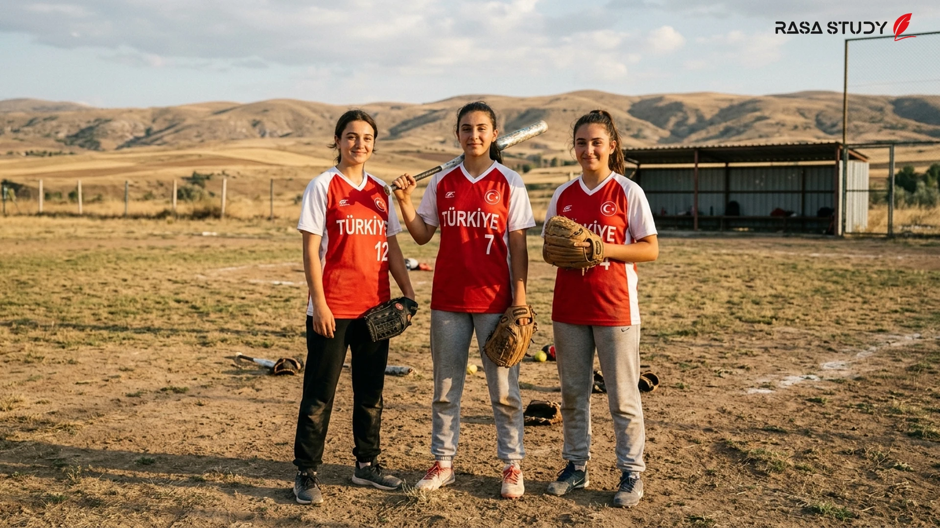 Softbol antrenmanı yapan Çankırılı öğrenci sporcular