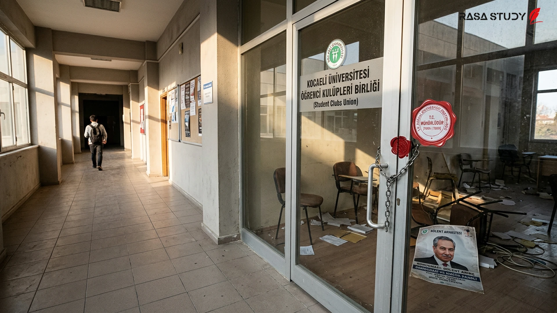 منظر لجامعة كوجالي وشعار الجمعيات الطلابية