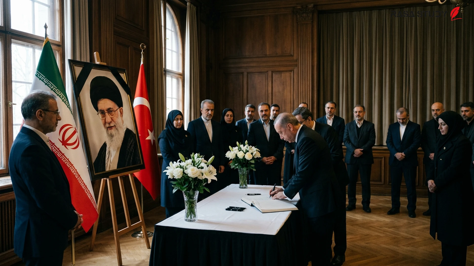 مراسم بزرگداشت آیتالله خامنهای در سرکنسولگری ایران در ترابوزان ترکیه