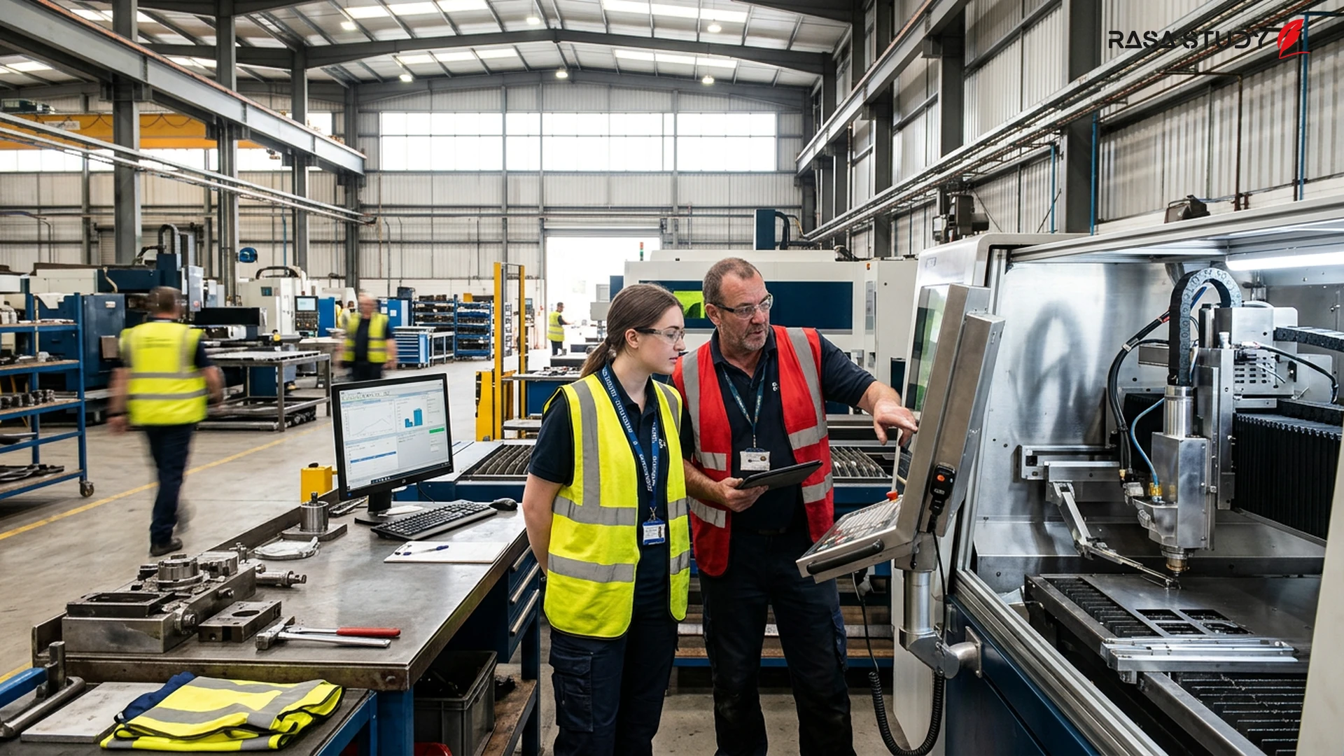 Çanakkale Onsekiz Mart University students working in an industrial environment