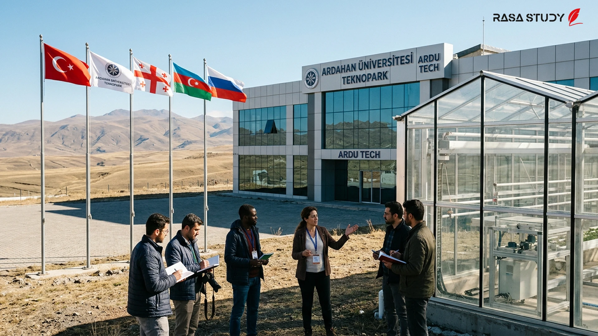 نمایی از ساختمان مرکزی و محوطه دانشگاه آرداهان در تابستان ۲۰۲۶
