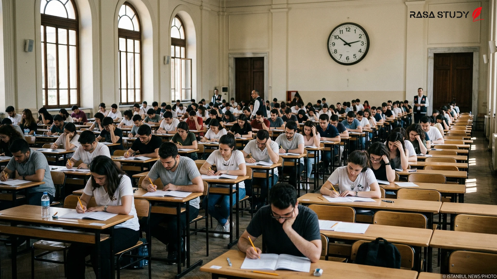 Candidates checking their DGS Turkey exam entrance cards
