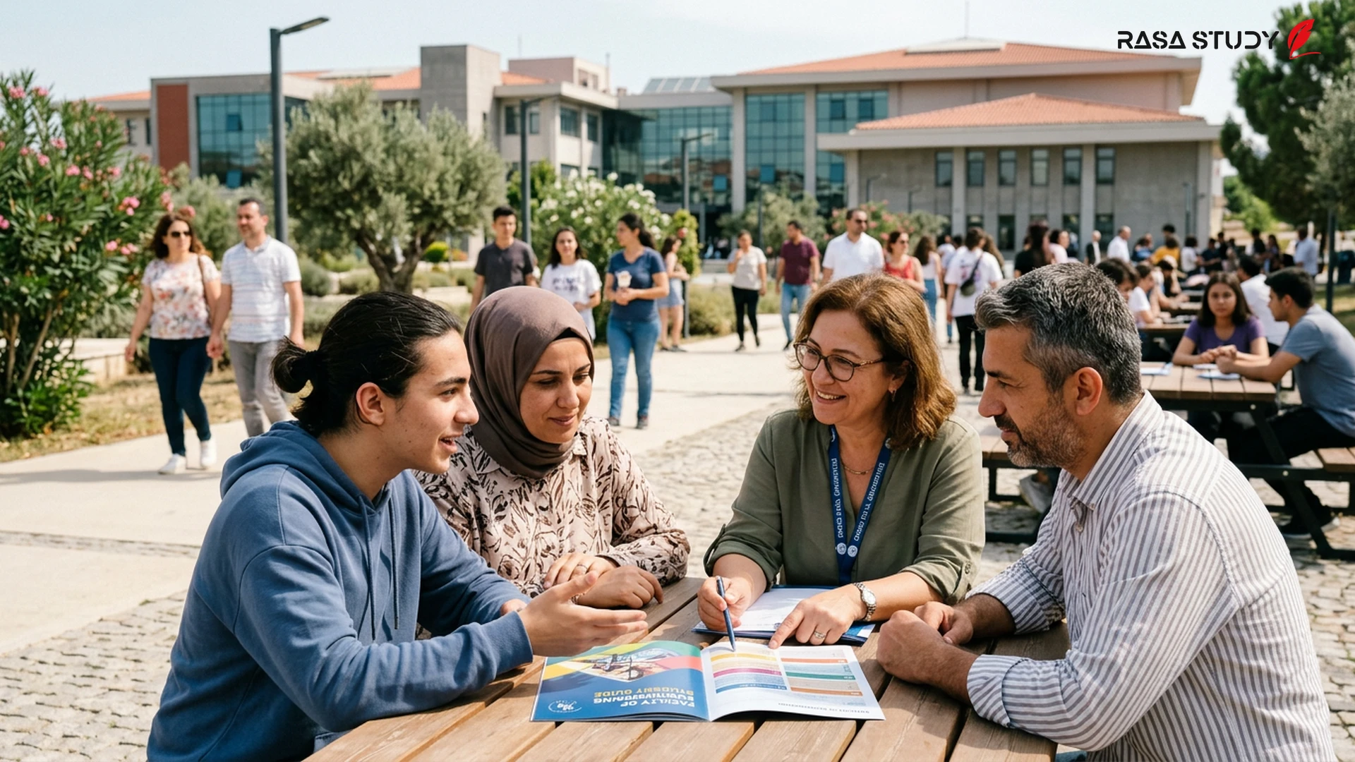İzmir Dokuz Eylül Üniversitesi kampüsünde danışmanlık alan öğrenciler