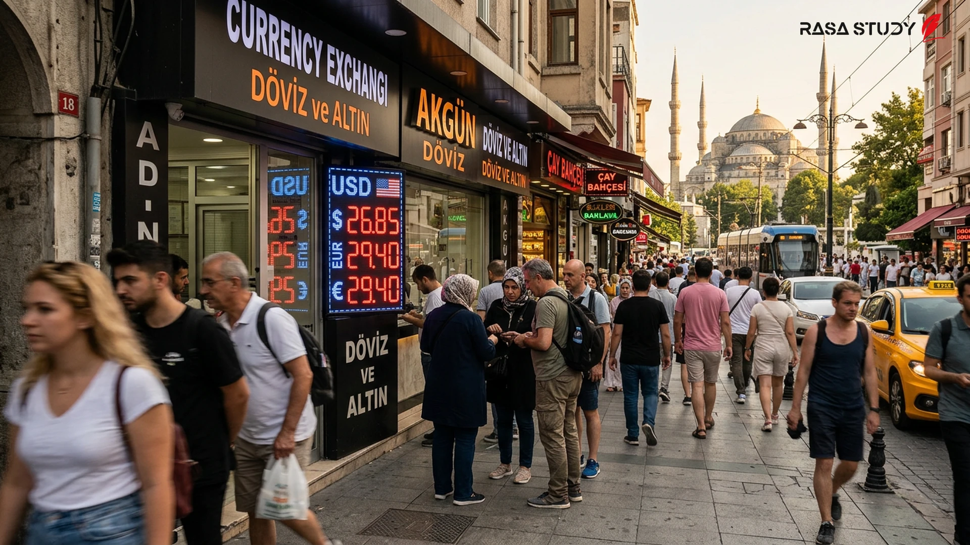 Döviz bürosunda Türk Lirası karşısında Dolar ve Euro döviz kuru grafiği