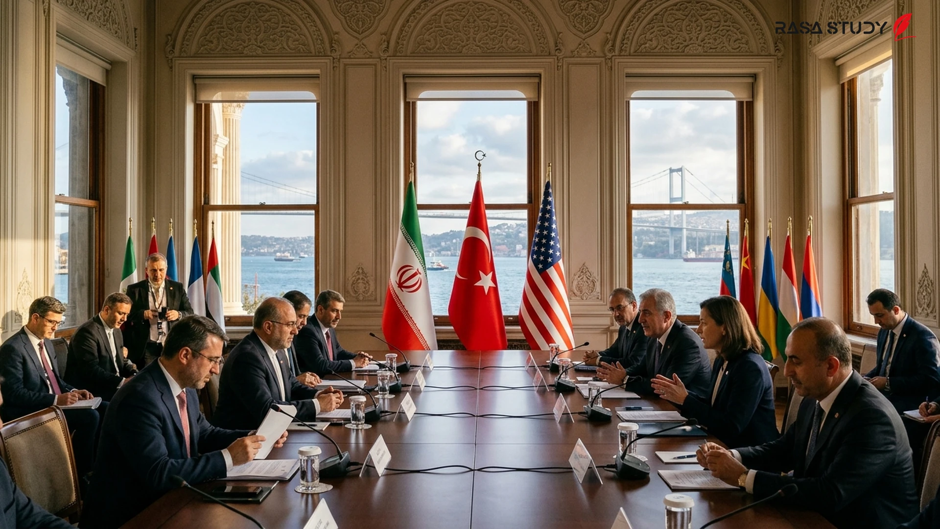 رجب طیب اردوغان در حال سخنرانی درباره دیپلماسی منطقهای و روابط بینالملل