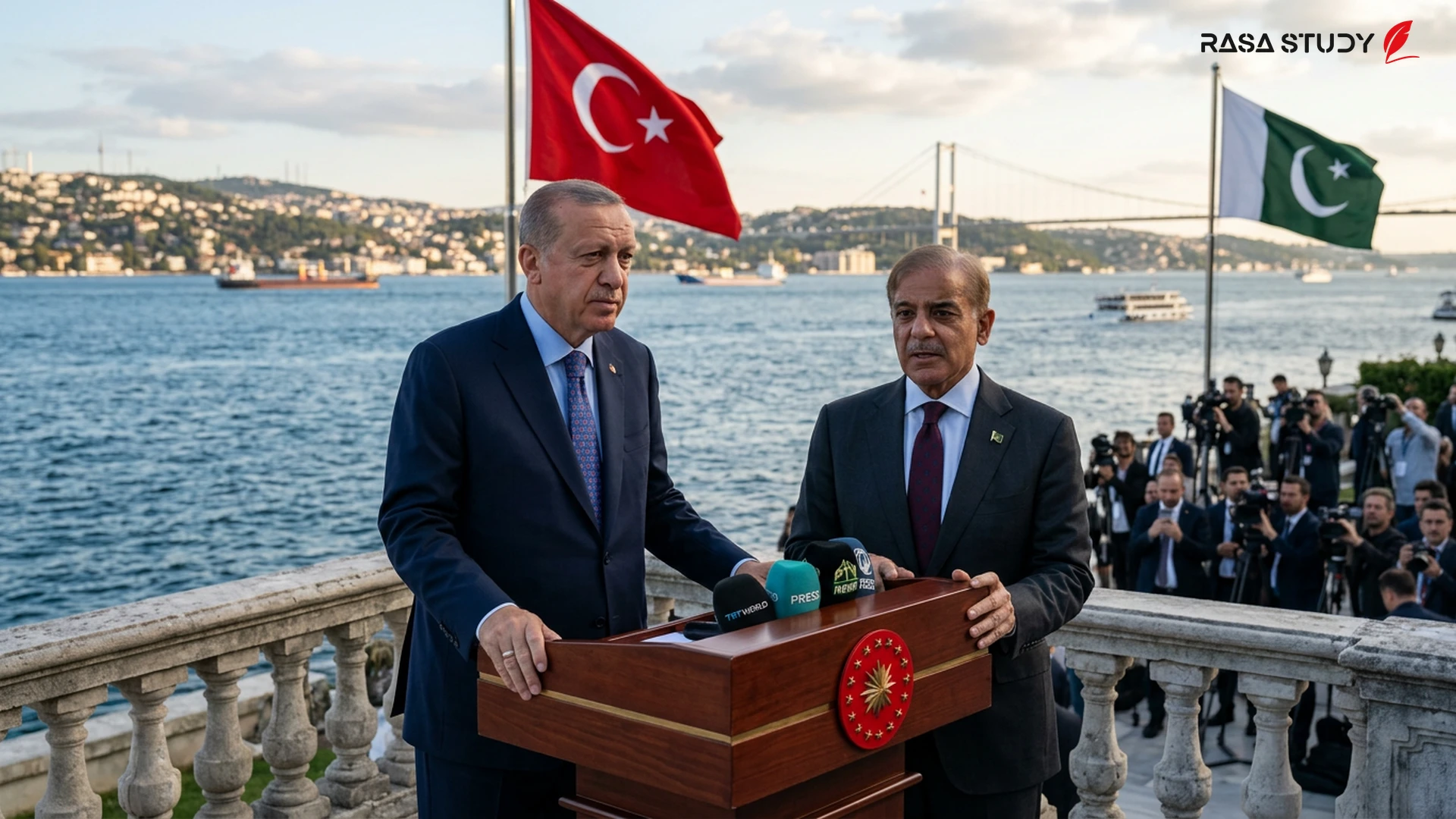رجب طیب اردوغان و شهباز شریف در کنفرانس مطبوعاتی استانبول ۲۰۲۶