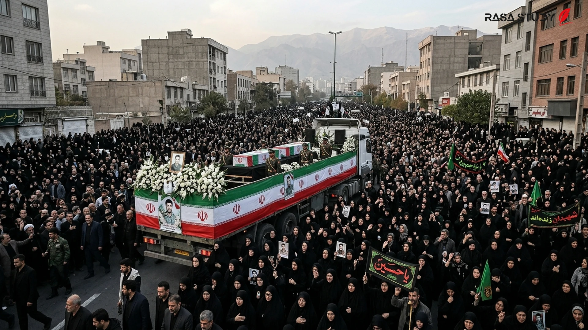 پوستری از آیتالله علی خامنهای در خیابانهای تهران در ژوئن ۲۰۲۶